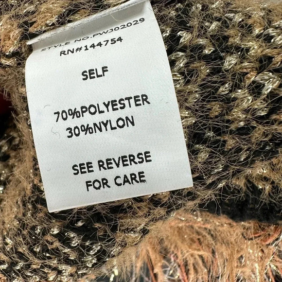 Davi + Dani 2X trendy black tan gold long fringe trim long sweater coat - Picture 11 of 11